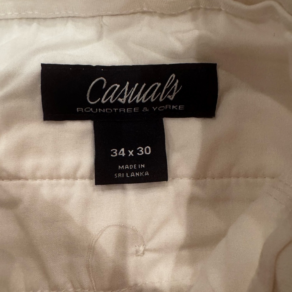 Roundtree & Yorke Casuals White Mens Slacks Pants Front Back Pockets Sz 34x30 - Picture 11 of 13